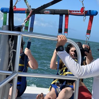 Fury Water Adventures - The boys getting ready to parasail. - Boating Near Me - Key West, Florida