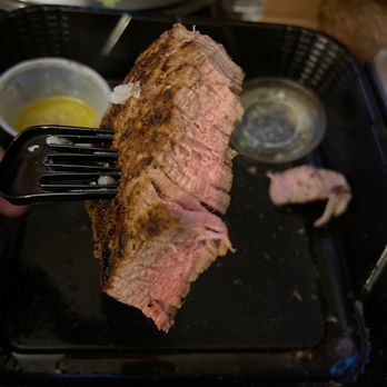 Outback Steakhouse - This was supposed to be MED rare pink with a touch of red.  Over cooked and dry to my liking! - Steakhouses Near Me - Warner Robins, Georgia