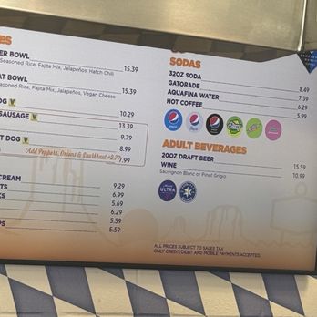 Camelback Ranch - Sample menu and pricing - Stadiums & Arenas Near Me - Phoenix, Arizona