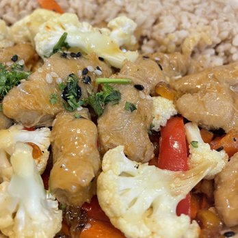 Higher Taste, Plant-Based - Orange chicken bowl - Vegan Near Me - Long Beach, California Higher Taste, Plant-Based - Orange chicken bowl - Vegan Near Me - Long Beach, California