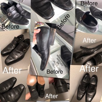 Shoe Cobbler - Before and after photos of my husband's work shoes. Raffi did such an amazing job at making the shoes look new again!! Highly recommend! - Shoe Repair Near Me - Norco, California