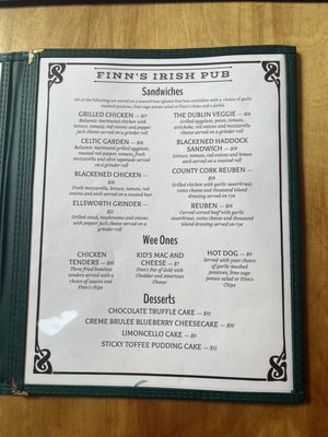 Menu photo 5 Finn's Irish Pub Ellsworth, ME