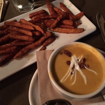 Eureka! - Honey glazed sweet potato fries and butternut squash soup - American Near Me - Indian Wells, California Eureka! - Honey glazed sweet potato fries and butternut squash soup - American Near Me - Indian Wells, California