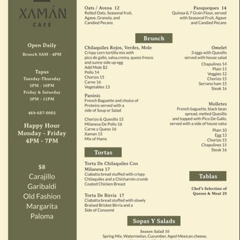 Xaman Cafe - Breakfast / Brunch Menu - Cafes Near Me - Dallas, Texas Xaman Cafe - Breakfast / Brunch Menu - Cafes Near Me - Dallas, Texas