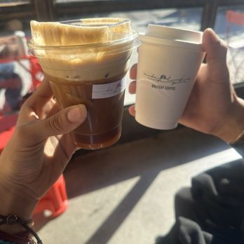 Halfday Coffee - Winter Special (I forgot the name ) Hot Chocolate (right) - Coffee & Tea Near Me - Los Angeles, California