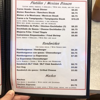 La Esperanza - a menu for a mexican restaurant - Mexican Near Me - Beardstown, Illinois La Esperanza - a menu for a mexican restaurant - Mexican Near Me - Beardstown, Illinois