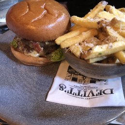 Burger and parmesan fries