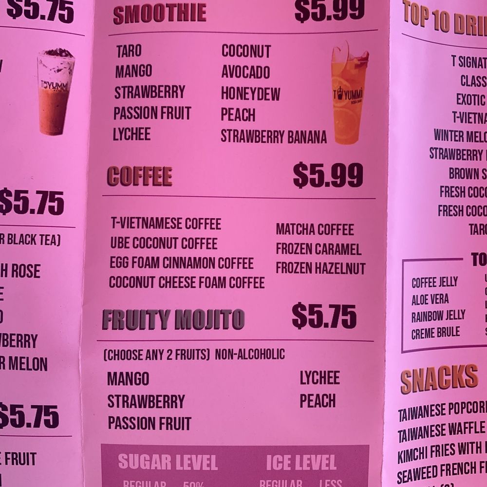 T-Yummi Boba Bar - Menu - Bubble Tea Near Me - Gainesville, Florida T-Yummi Boba Bar - Menu - Bubble Tea Near Me - Gainesville, Florida