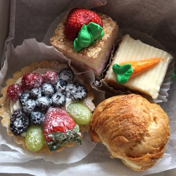 Bovella's Pastry Shoppe - My selections for the day- Fruit tart, strawberry shortcake, carrot cake, and mini lobster claw. - Bakeries Near Me - Westfield, New Jersey Bovella's Pastry Shoppe - My selections for the day- Fruit tart, strawberry shortcake, carrot cake, and mini lobster claw. - Bakeries Near Me - Westfield, New Jersey