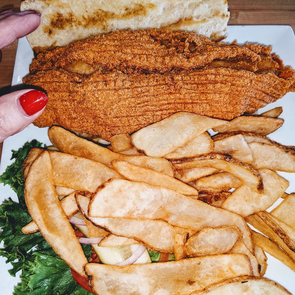 Gopher's Grill - White fish sandwich with fries. - Bars Near Me - Effingham, Illinois Gopher's Grill - White fish sandwich with fries. - Bars Near Me - Effingham, Illinois