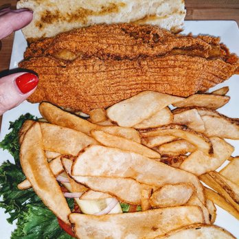 Gopher's Grill - White fish sandwich with fries. - Bars Near Me - Effingham, Illinois