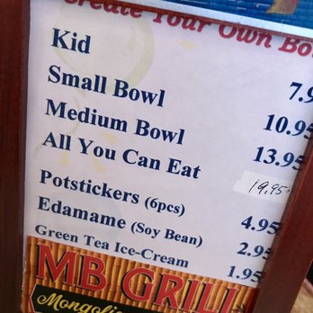 MB Grill - The bowl options - Mongolian Near Me - Sparks, Nevada