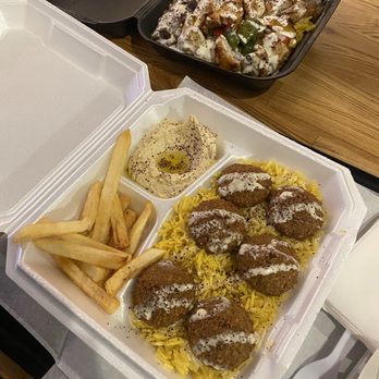 Habibi Grill - this is the Falafel Combo (Fries & Drink) (Vegan) and the Habibi Mixed Grill - Halal Near Me - La Mirada, California