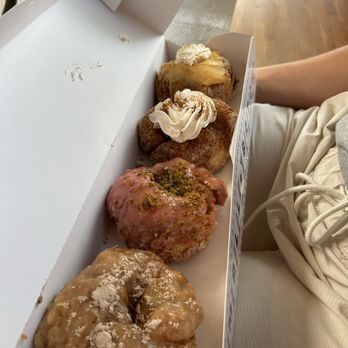 Parlor Doughnuts - French Toast Raspberry Pistachio Pumpkin Chai Cheesecake Layered Doughnut Apple Pie Layered Doughnut - Donuts Near Me - Denver, Colorado