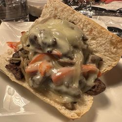 Wine'ing Butcher - Steak tips Hoagie with mushrooms and bell peppers and onions. I added lettuce and tomato and it was amazing!