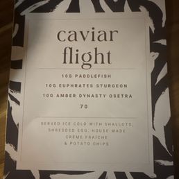 Caviar flight menu