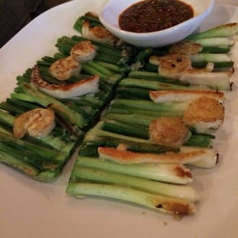 Sol's On the Square - Green onion pancake with supposedly clams and squid but came as stalks of green onion with shrimps.. - Korean Near Me - Madison, Wisconsin Sol's On the Square - Green onion pancake with supposedly clams and squid but came as stalks of green onion with shrimps.. - Korean Near Me - Madison, Wisconsin