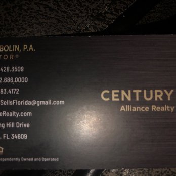Century 21 Alliance Realty - Business card after meeting today. - Real Estate Services Near Me - Spring Hill, Florida Century 21 Alliance Realty - Business card after meeting today. - Real Estate Services Near Me - Spring Hill, Florida