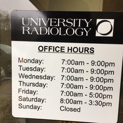 University Radiology - Hours posted on front door