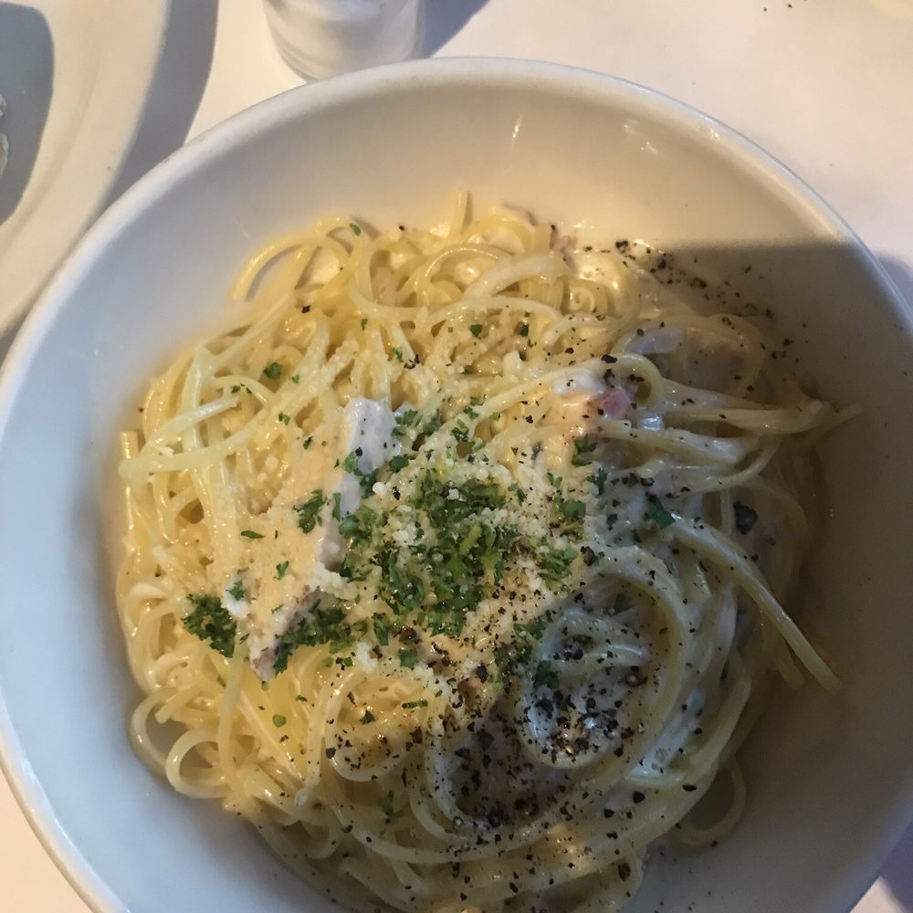 Mia Francesca - Spaghetti Alla Carbonara with chicken (highly recommend) - Italian Near Me - Chicago, Illinois Mia Francesca - Spaghetti Alla Carbonara with chicken (highly recommend) - Italian Near Me - Chicago, Illinois