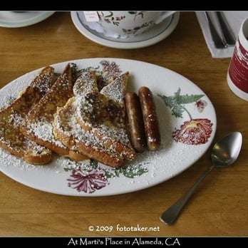 Marti's Place - my french toast and sausages!!! yummmmmmy!! - Breakfast & Brunch Near Me - Alameda, California Marti's Place - my french toast and sausages!!! yummmmmmy!! - Breakfast & Brunch Near Me - Alameda, California
