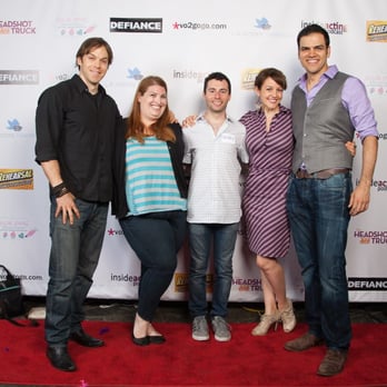Event Step & Repeat - Our podcast team in front of the amazing step and repeat that Event Step and Repeat made for us! - Graphic Design Near Me - Los Angeles, California
