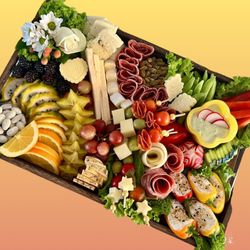 Baked n Board - Large Charcuterie Board with a selection of fruits, vegetables, meats and cheeses.