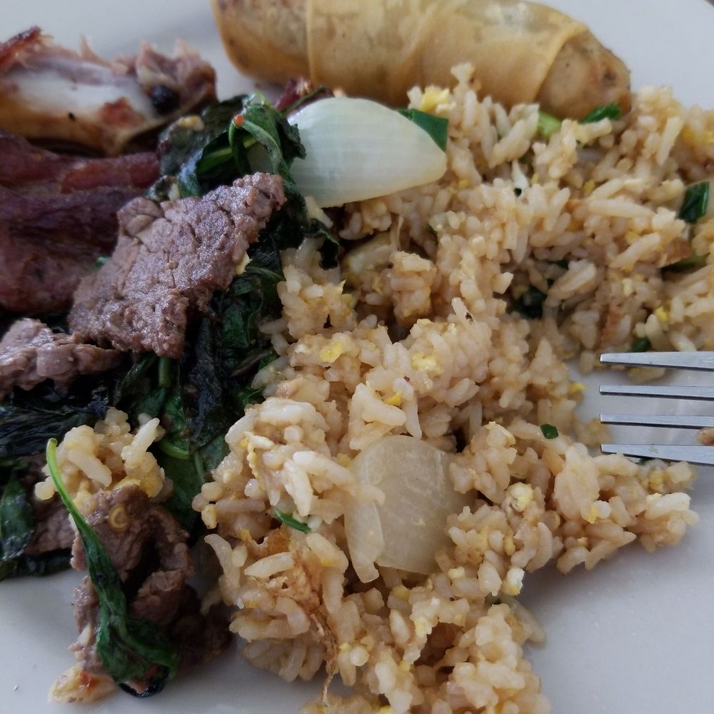 Thai Cafe - Beef and Basal and fried rice! So delicious! Also Mark Weins in on the TV! How awesome is that? - Thai Near Me - San Antonio, Texas Thai Cafe - Beef and Basal and fried rice! So delicious! Also Mark Weins in on the TV! How awesome is that? - Thai Near Me - San Antonio, Texas