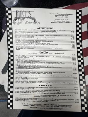 Menu photo 2 Mikes kitchen Cranston, RI