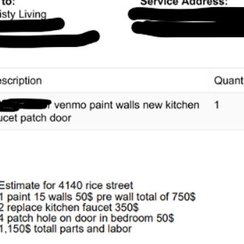 Christy Living - Here is the "invoice" Based on this, i was charged 12 painted walls. And a door that was clearly damaged. - Real Estate Services Near Me - Saint Anthony, Minnesota