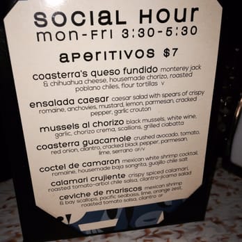 Coasterra - HH menu of the food - Mexican Near Me - San Diego, California Coasterra - HH menu of the food - Mexican Near Me - San Diego, California