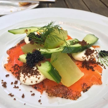 Mildred's Temple Kitchen - House Cured Trout
(w/ pumpernickel crisp, whipped cream cheese, citrus compressed melon, lump fish roe, cucumber & dill) - Breakfast & Brunch Near Me - Toronto, Ontario Mildred's Temple Kitchen - House Cured Trout
(w/ pumpernickel crisp, whipped cream cheese, citrus compressed melon, lump fish roe, cucumber & dill) - Breakfast & Brunch Near Me - Toronto, Ontario