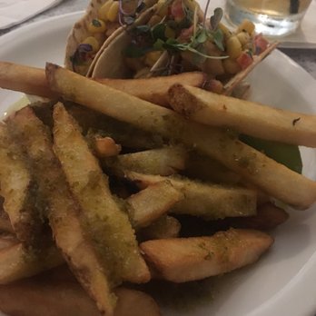The Grove - Blackened grouper tacos with jalapeño honey fries - Bars Near Me - Savannah, Georgia