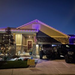 Halloween light installation in Henderson