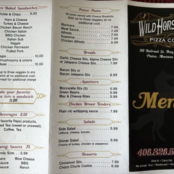 Wild Horse Pizza - Menu - Pizza Near Me - Plains, Montana Wild Horse Pizza - Menu - Pizza Near Me - Plains, Montana