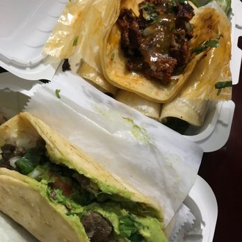 Tacos Matamoros - 2021- Carne Asada (bottom) & Al Pastor (top)....I believe. - Mexican Near Me - Brooklyn, New York