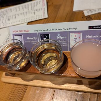 Bar Uerukamu - Nova sake flight - this sake is made locally - Japanese Near Me - Los Angeles, California