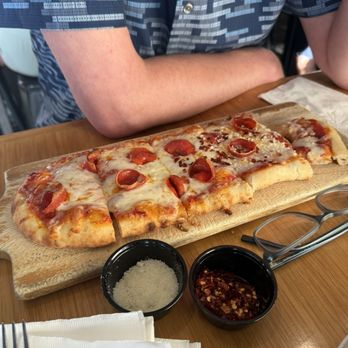 Elbow Room - Pepperoni flatbread pizza. A meal for one or a good share for two. - Pizza Near Me - Los Angeles, California Elbow Room - Pepperoni flatbread pizza. A meal for one or a good share for two. - Pizza Near Me - Los Angeles, California