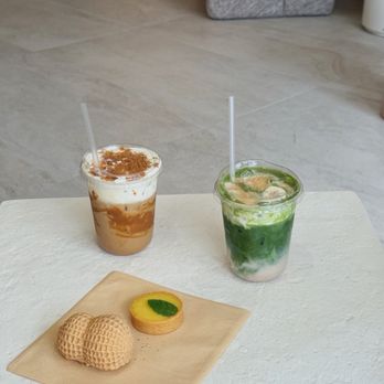 The Morning Mood - Banana matcha & cookie butter latte with some unique pastries made in house - Coffee & Tea Near Me - Granada Hills, California The Morning Mood - Banana matcha & cookie butter latte with some unique pastries made in house - Coffee & Tea Near Me - Granada Hills, California