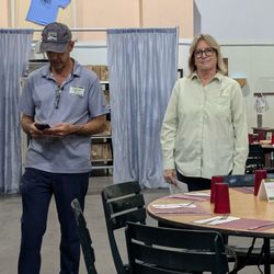 St Christopher Camp & Conference Center - Chef Frankie (delicious food, his specialty) on the left, and Sue the Director of Reservations for the Conference Center on the right.