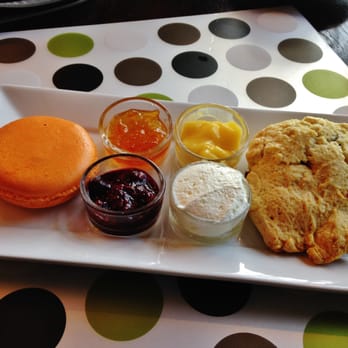 TeaHaus - Pumpkin Chai Macaron; Apricot & Berry Marmalades; Lemon Curd; Clotted Cream; Orange Cranberry Scone - Macarons Near Me - Ann Arbor, Michigan