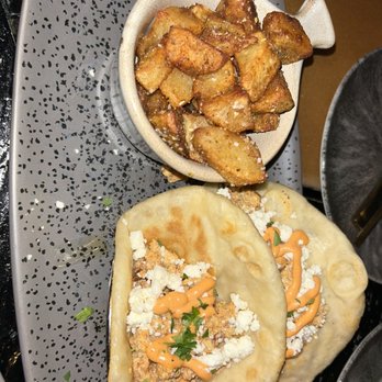 Moon's Daughter - Thompson San Antonio - Chorizo and Egg "Tacos" and potatoes - Mediterranean Near Me - San Antonio, Texas