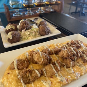 The Trading Post - Oysters over grits, crab cake balls and a whiskey flight. - Southern Near Me - Emerald Isle, North Carolina