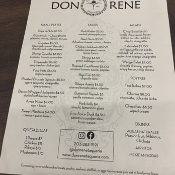 Don Rene Taqueria - Menu - Tacos Near Me - Milford, Connecticut Don Rene Taqueria - Menu - Tacos Near Me - Milford, Connecticut