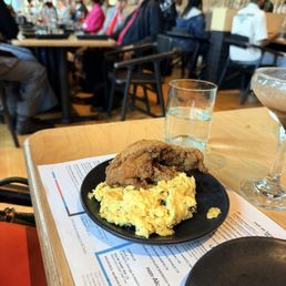 This was $24. My friend asked to sub her waffle for eggs and they shorted her a piece of chicken and served it on a small plate.