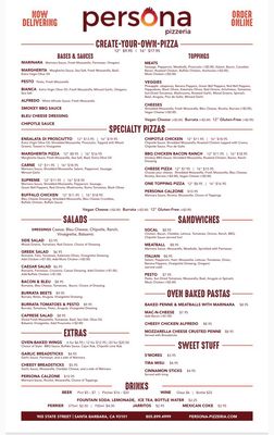 Menu photo 1 Persona Pizzeria Santa Barbara, CA Menu photo 1 Persona Pizzeria Santa Barbara, CA