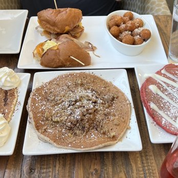 Toasted Gastrobrunch - Chocolate chip, coffee cake, red velvet pancakes, Breakfast Sammie with Parmesan truffle potatoes. - Breakfast & Brunch Near Me - Oceanside, California Toasted Gastrobrunch - Chocolate chip, coffee cake, red velvet pancakes, Breakfast Sammie with Parmesan truffle potatoes. - Breakfast & Brunch Near Me - Oceanside, California