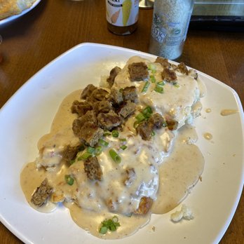 Biscuit Head - Regular biscuit with veggie sausage gravy - Cafes Near Me - Asheville, North Carolina Biscuit Head - Regular biscuit with veggie sausage gravy - Cafes Near Me - Asheville, North Carolina