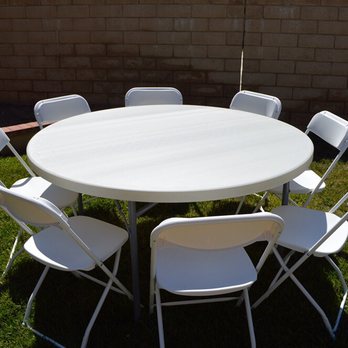 Brasco Rentals - Round table with 8 chairs - Party Equipment Rentals Near Me Brasco Rentals - Round table with 8 chairs - Party Equipment Rentals Near Me