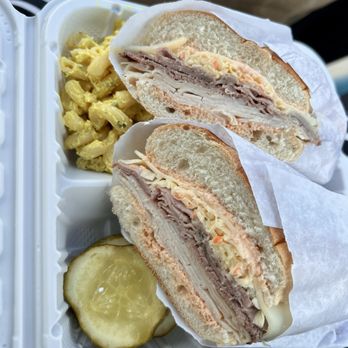 Humberto's In The Valley - Exit 9 Sandwich with Macaroni Salad and pickles on the side - Salad Near Me - West Orange, New Jersey Humberto's In The Valley - Exit 9 Sandwich with Macaroni Salad and pickles on the side - Salad Near Me - West Orange, New Jersey